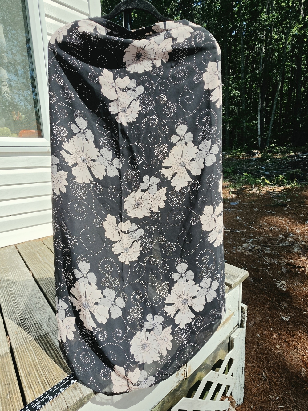 Black Maxi Skirt Cream Paisley Floral Size 4 Whimsigoth Dark Cottagecore Boho